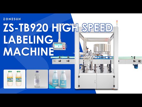ZONESUN ZS-TB920 Automatic High Speed Round Bottle Labeling Machine 300-400BPM ±1mm Accuracy