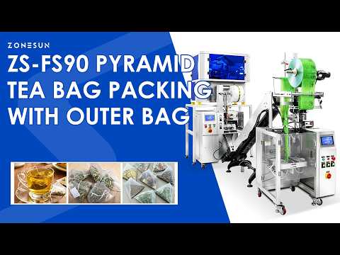 ZONESUN ZS-FS80 Automatic Pyramid Tea Bag Inner; Outer Packaging Machine for Loose Leaf Tea, Herbal Tea