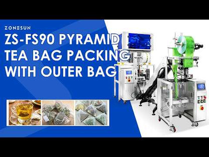 ZONESUN ZS-FS80 Automatic Pyramid Tea Bag Inner; Outer Packaging Machine for Loose Leaf Tea, Herbal Tea