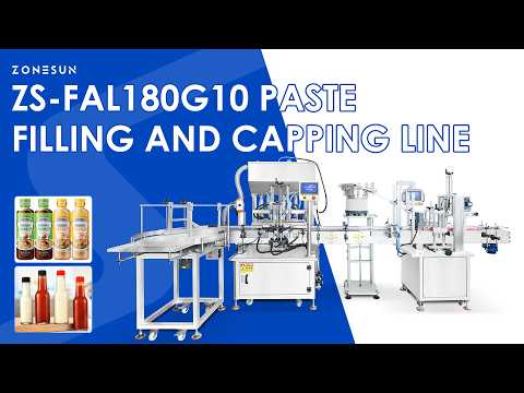 ZONESUN ZS-FAL180G10 Automatic Ketchup Sauce Paste Bottle Unscrambling Filling and Capping Line