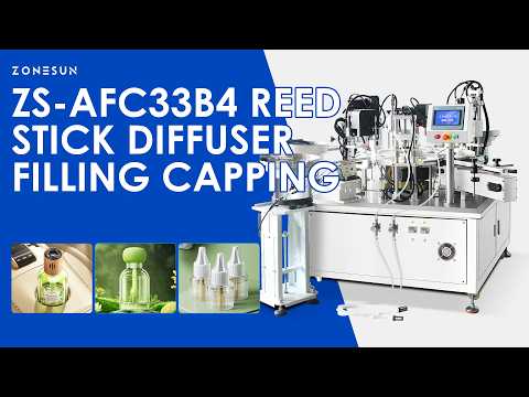 Fragrance Automation: ZONESUN ZS-AFC33B4 Reed Diffuser Filling & Stick Insertion Capping Machine