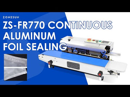 ZONESUN ZS-FR770 ML Continuous Film Sealing Machine with Printing, Adjustable Speed,and Temp Control