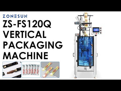 ZONESUN ZS-FS120Q Vertical Powder Packing Machine with Automatic Sachet Filling and Pillow-Type Back Seal for Coffee Spices and Pharma