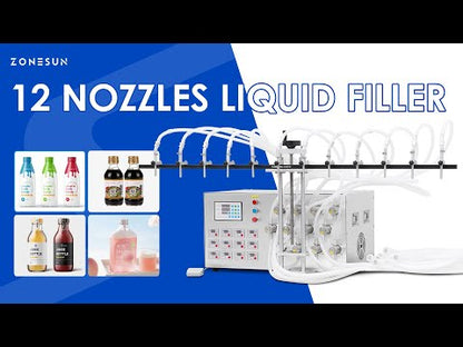 ZONESUN ZS-MPYT12P Tabletop Filling Machine with 12 Magnetic Pumps for Efficient Liquid Bottling