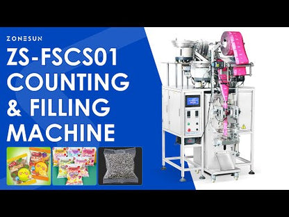 ZONESUN ZS-FSCS01 Granule Packing Machine with Automatic Counting Bag Forming Filling Sealing and Cutting for Capsules Candies and Nuts