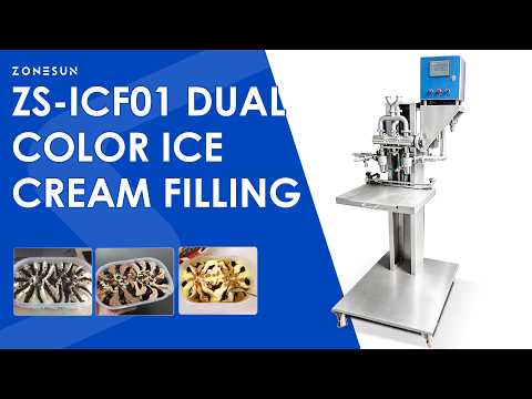 ZONESUN ZS-ICF01 Semi-Automatic Dual-Color Ice Cream Filling Machine into Cups, Cartons, Tubs