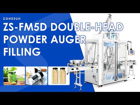 Double Speed:ZONESUN ZS-FM5D Automatic Dual Head Auger Protein & Spice Powder Bottle Filling Machine
