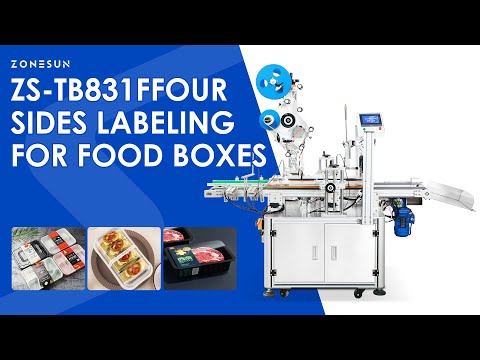 ZONESUN ZS-TB831F Automatic Food Box Labeling Machine for Takeaway and Plastic Container Sealing
