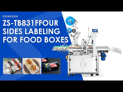 ZONESUN ZS-TB831F Automatic Food Box Labeling Machine for Takeaway and Plastic Container Sealing