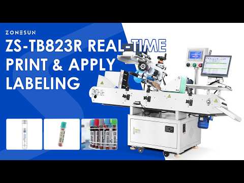 ZONESUN ZS-TB823R Automatic Vial Small Round Bottle Real-Time Print &amp; Apply Labeling Machine