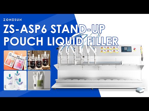ZONESUN ZS-ASP6 Semi-Automatic 6-Head Pouch Filling Machine for Liquid and Semi-Liquid Products