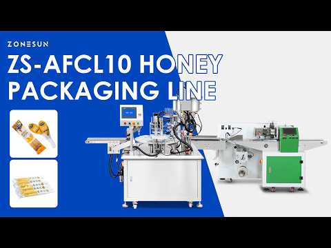 ZONESUN ZS-AFCL10: Full Automatic Servo Honey Spoon Filling, Sealing & Cutting Production Line