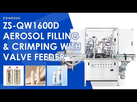 ZONESUN ZS-QW1600D Automatic Aerosol Can Filling Crimping Machine with Valve Feeder