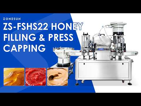 ZONESUN ZS-FSHS22 Automatic Honey Filling and Press Capping Machine for Viscous Liquids