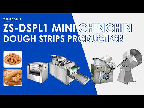 ZONESUN ZS-DSPL1 Fully Automatic Chin Chin & Dough Strip Production Line Mixing, Frying & Seasoning