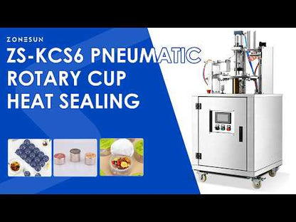 ZONESUN ZS-KCS6 Automatic Pneumatic Rotary Cup Tea Can Heat Sealing Machine