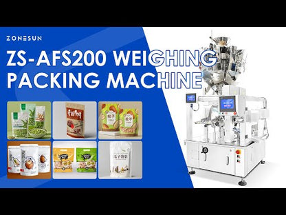 ZONESUN ZS-AFS200 Automatic Rotary Premade Pouch Packing Machine for Granules with Zipper Opening Punching and Double Sealing System