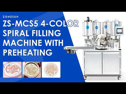 ZONESUN ZS-MCS5 Automatic 4 Color Spiral Pattern Filling Machine with Preheating for BB Cream
