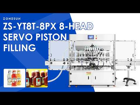 ZONESUN ZS-YT8T-8PX Automatic 8-Head Servo Piston Paste Filling Machine for Pastes and Viscous Liquid