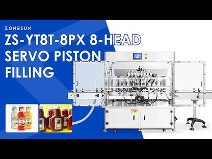 ZONESUN ZS-YT8T-8PX Automatic 8-Head Servo Piston Paste Filling Machine for Pastes and Viscous Liquid