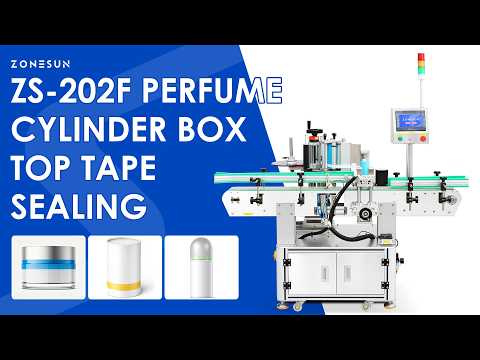 Flawless Joint Wrap: ZONESUN ZS-202F Cylinder Perfume Box Top Tape Sealing & Labeling Machine Line