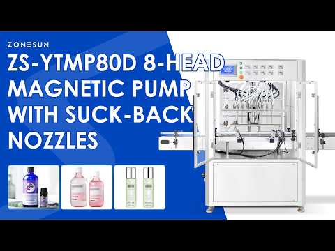 ZONESUN ZS-YTMP80D 8-Head Magnetic Pump Liquid Filling Machine with Suck-Back Nozzles