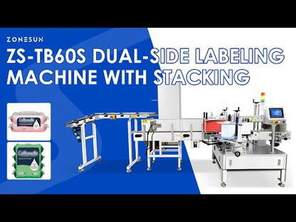 ZONESUN ZS-TB60S Dual-Side Labeling Machine for Wet Wipes, Food Pouches & Cosmetic Sachets