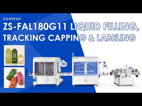 ZONESUN ZS-FAL180G11 Automatic 6-Head Magnetic Pump Liquid Filling, Tracking Capping and Labeling Production Line