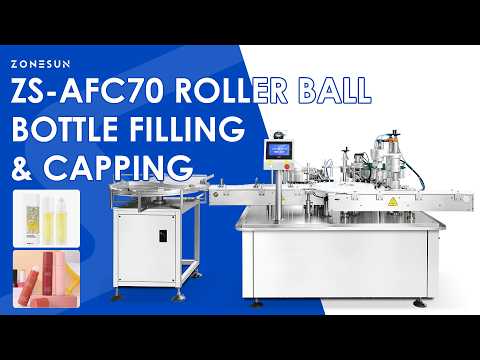 High Output: ZONESUN ZS-AFC70 Dual-Station Roll-On Bottle Liquid Filling & Capping Machine Line