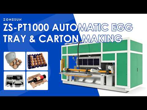 Eco Packaging: ZONESUN ZS-PT1000 Automatic Rotary Paper Pulp Egg & Fruit Tray Molding Machine