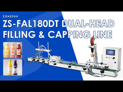 Efficient & Compact: ZONESUN ZS-FAL180DT Desktop Dual-Head Filling Capping Line for Juice &Cosmetics