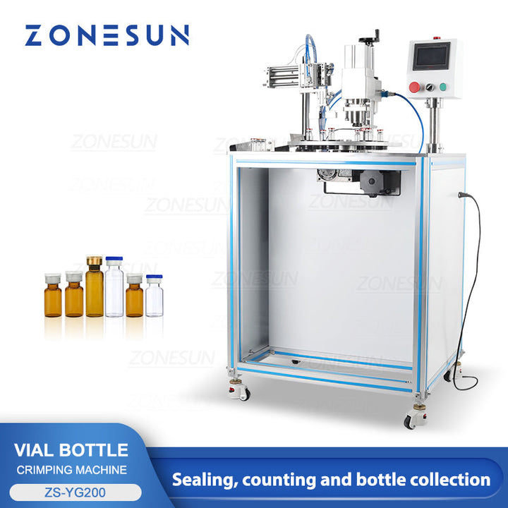 ZONESUN ZS-YG200  Pneumatic Penicillin Bottle Capping Machine Val Crimper