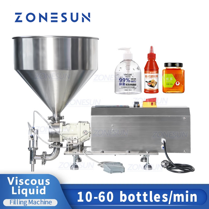 ZONESUN ZS-RPGT900 Semi-Automatic Rotor Pump Paste Liquid Filling Machine