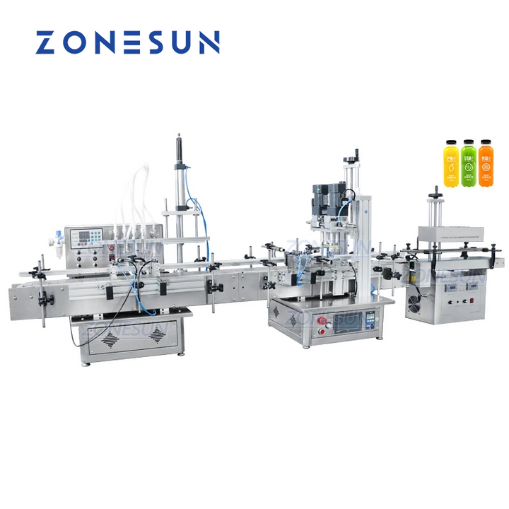 ZONESUN ZS-FAL180S Tabletop 4 Diving Heads Liquid Filling Capping Sealing Production Line