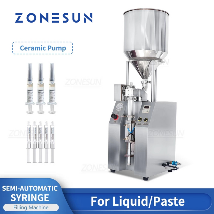 ZONESUN ZS-YTCP12V Pneumatic Cosmetic Essence Pre-filled Syringe Ceramic Plunger Pump Liquid Paste Filling Machine