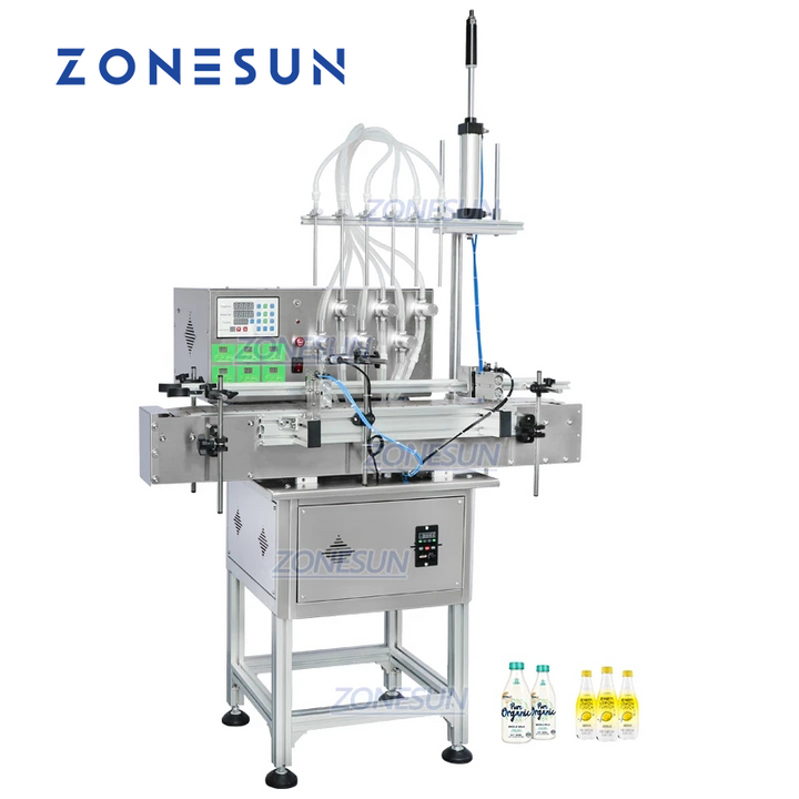 ZONESUN ZS-DTMP6M Automático 6 Boquillas de buceo Bomba magnética Máquina de llenado de líquidos con soporte 