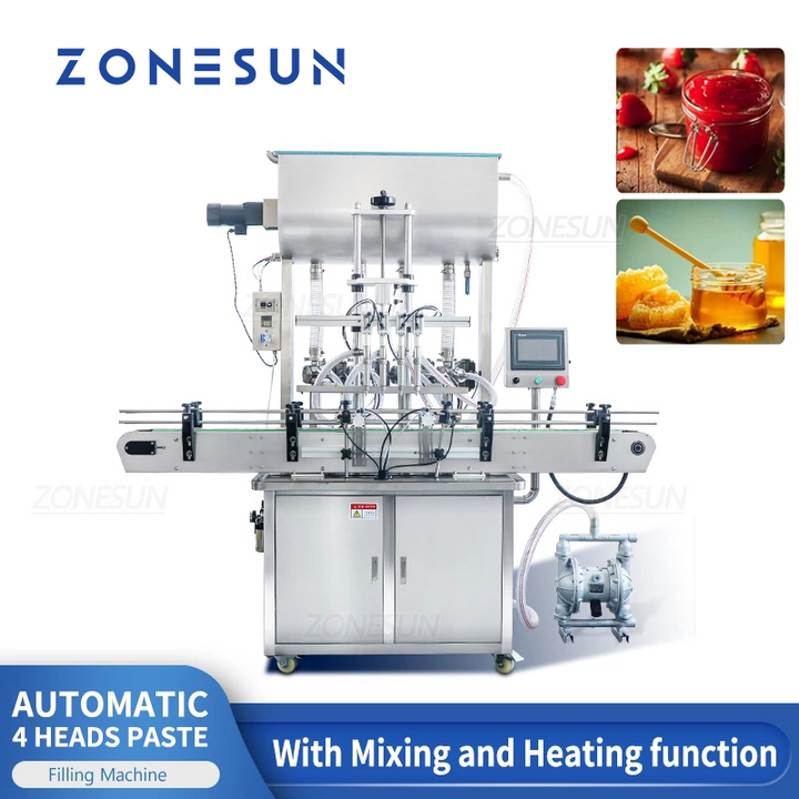 Zonesun ZS-YT4T-4PM Automatic Paste Filling Machine With Heater & Mixer