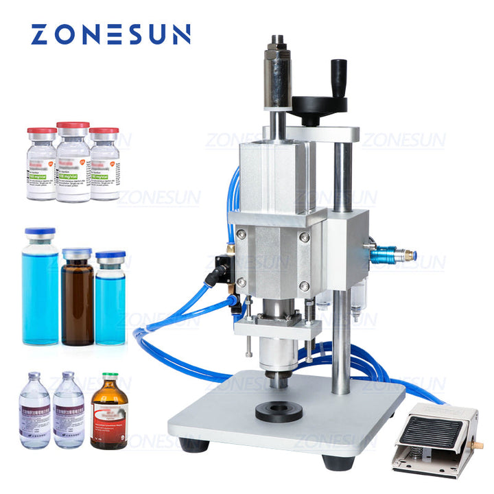 ZONESUN ZS-YG10A Pneumatic Penicillin Bottle Plastic And Aiuminium Capping Machine