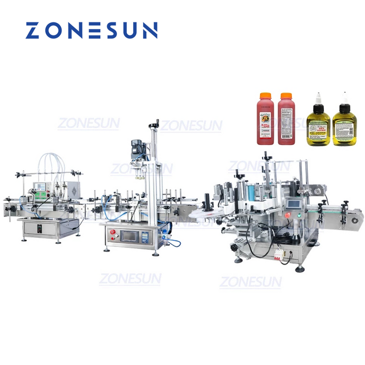 ZONESUN ZS-FAL180C9 Automatic Square Bottle Liquid Filling Capping And Double Sides Labeling Machine