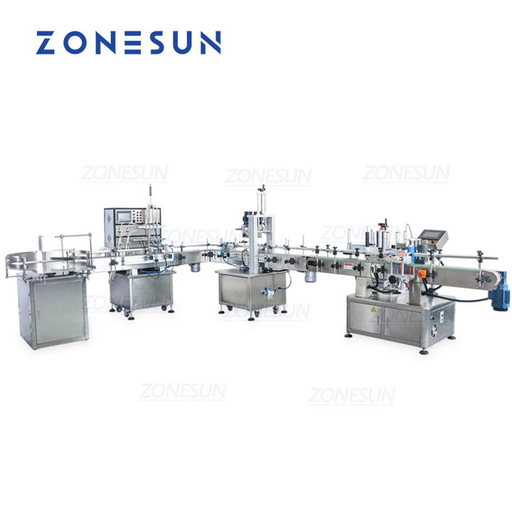 ZONESUN ZS-FAL90 L Configuration Water Bottle Liquid Soap Filling Capping And Labeling Machine
