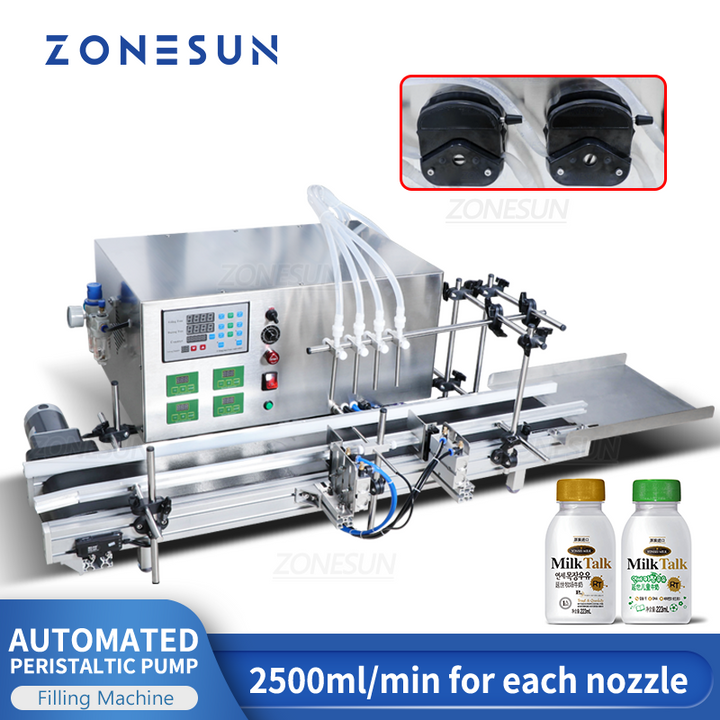 ZONESUN ZS-DTPP4B 4 Nozzles Peristaltic Pump Desktop Automatic Filling Machine