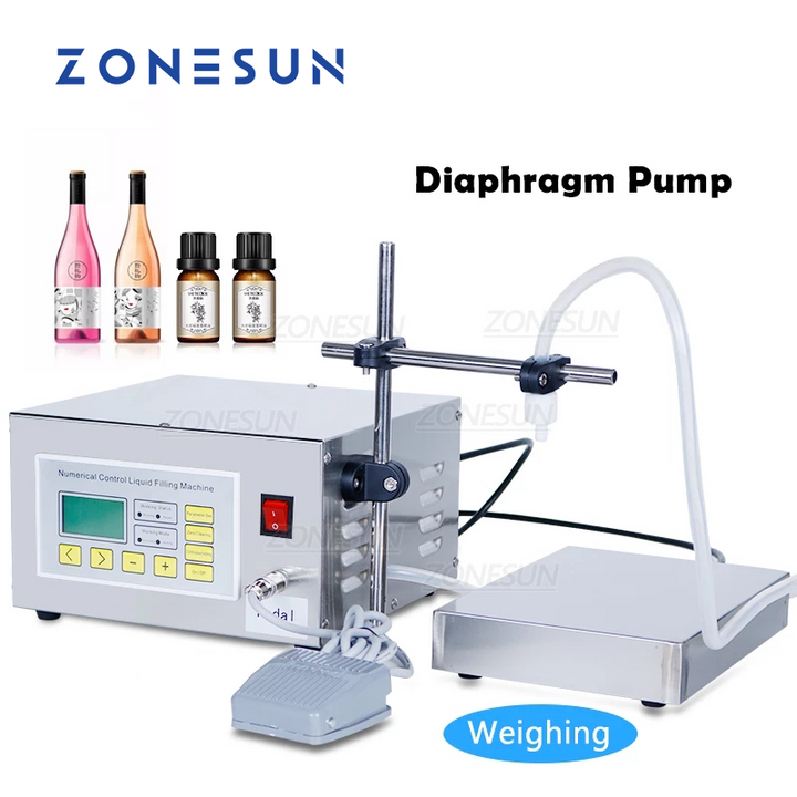 ZONESUN ZS-DP641W Semi Automatic Diaphragm Pump Liquid Weighing Filling Machine 6L