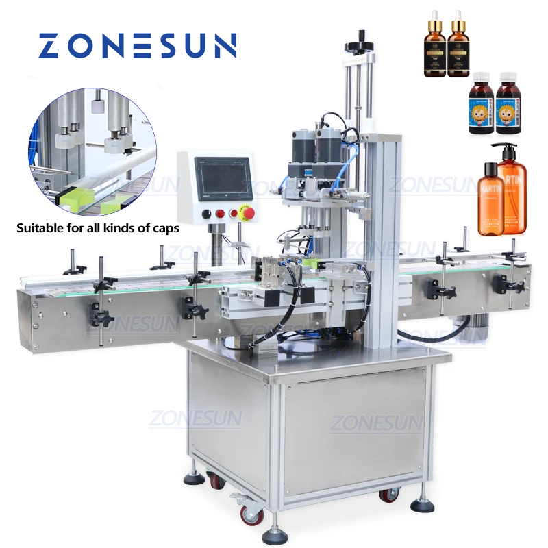 ZONESUN Pneumatic Pump Lug Ropp Screw Automatic Bottle Capping Machines ...