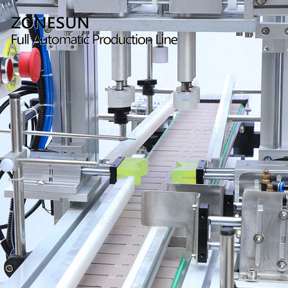 ZONESUN 4 Nozzles Liquid Filling Capping And Round Bottle Labeling Machine With Bottle Unscrambler