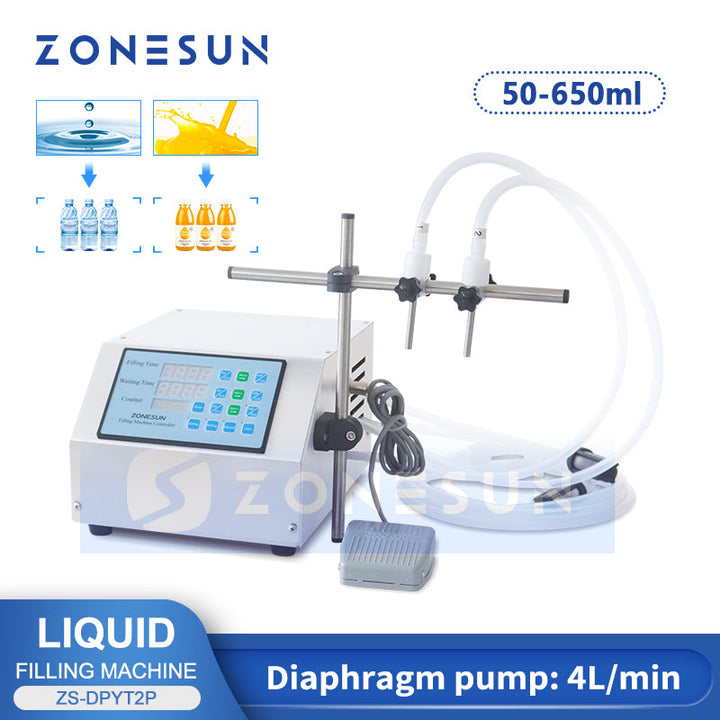 ZONESUN ZS-DPYT2P Semi-automatic 2 Nozzles Diaphragm Pump Liquid Filling Machine