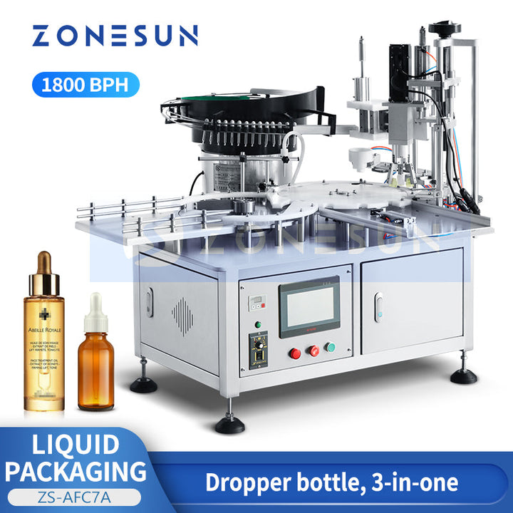 ZONESUN ZS-AFC7A Magnetic Pump Liquid Filling Capping Machine With Cap Feeder
