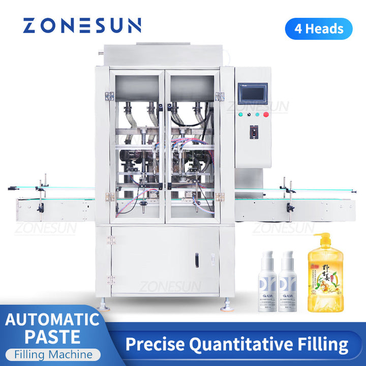 ZONESUN ZS-SV4P Automatic 4 Nozzles Servo Motor Piston Pump Paste Filling Machine