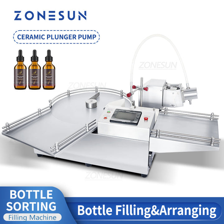ZONESUN ZS-LPG1 Automatic Ceramic Pump Liquid Filling Machine with Bottle Sorting Unscrambler