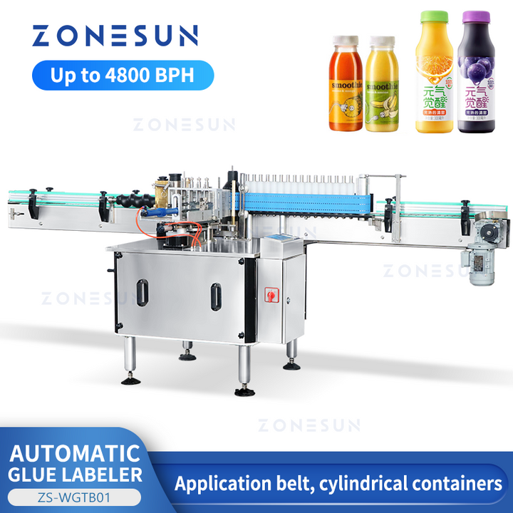 ZONESUN ZS-WGTB01 Automatic High-Speed Round Bottle Hot Melt Glue Labeling Machine