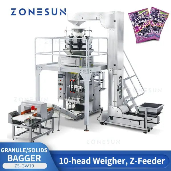 ZONESUN ZS-GW10 Automatic Granule Feeding Weighing Filling Sealing Machine With Metal Detector
